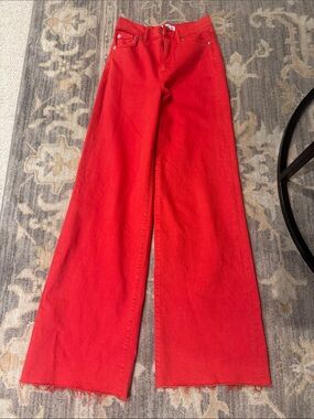 DAZE High-Waist Wide-Leg Women’s Jeans - Red.  Like New!